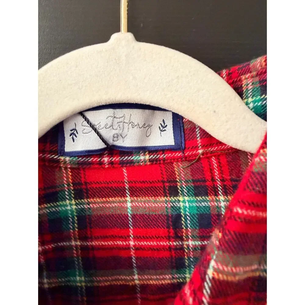 Sweet Honey Red and Green Plaid Flannel Shirt - Boys 8